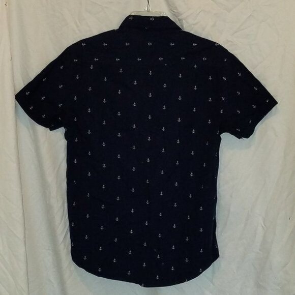 Anchor Shirt Botton Up Down Navy Short Sleeve On the Road Men's Size Small MAN'S - Picture 7 of 11